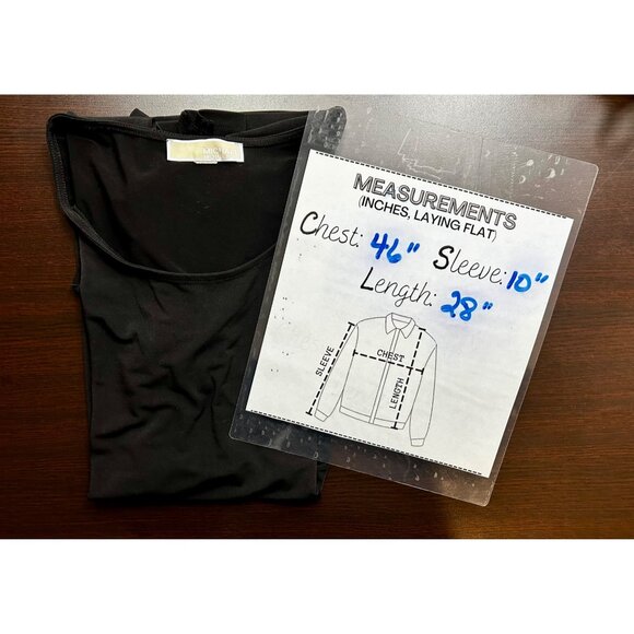 Michael Kors Blk Grunge Glam Elevated Casual Cold Shoulder Cutout Sleeve Top XL - Picture 8 of 8